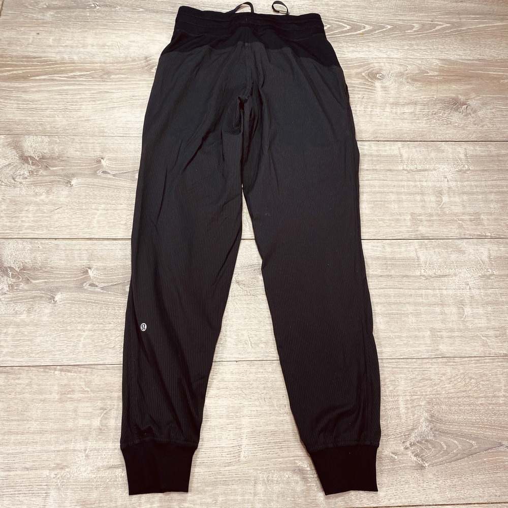 Lululemon‎ Pants Womens 4 Black Jogger Ribbed Waist Cuffed Drawstring LW5ENMS - Picture 2 of 10